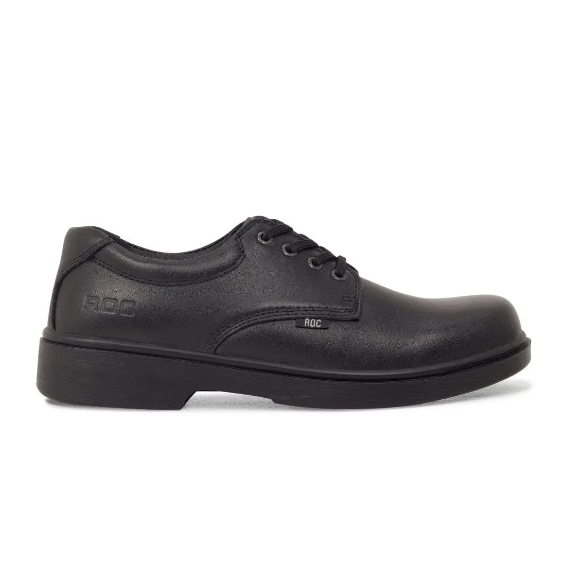 Roc Unisex Senior Strobe Triple Black Leather School Shoe